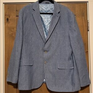 Joseph Abboud JOE Slim Fit Blazer 48R Blue 100% Linen Lined 2 Button Preppy